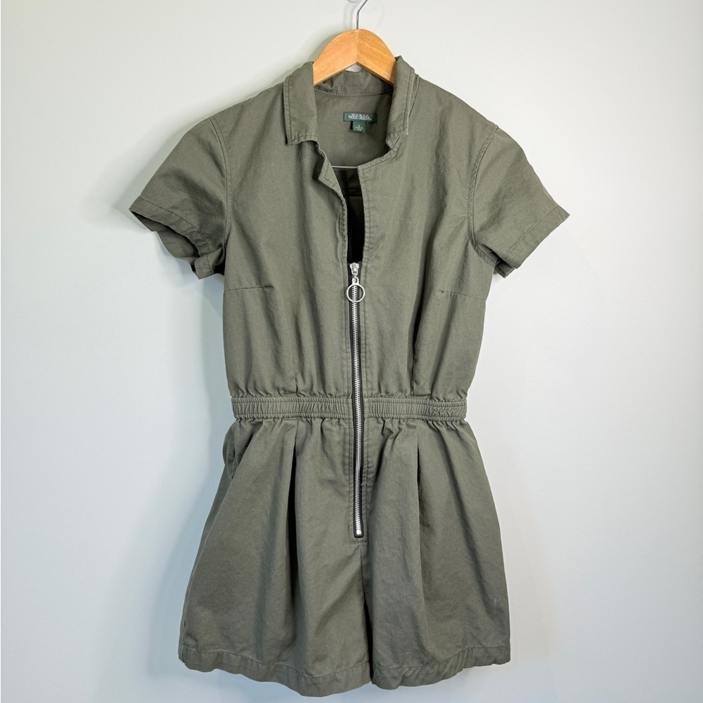Wild fable Green Cinched Waist Jean Zip Up Romper (S) - Picture 2 of 7